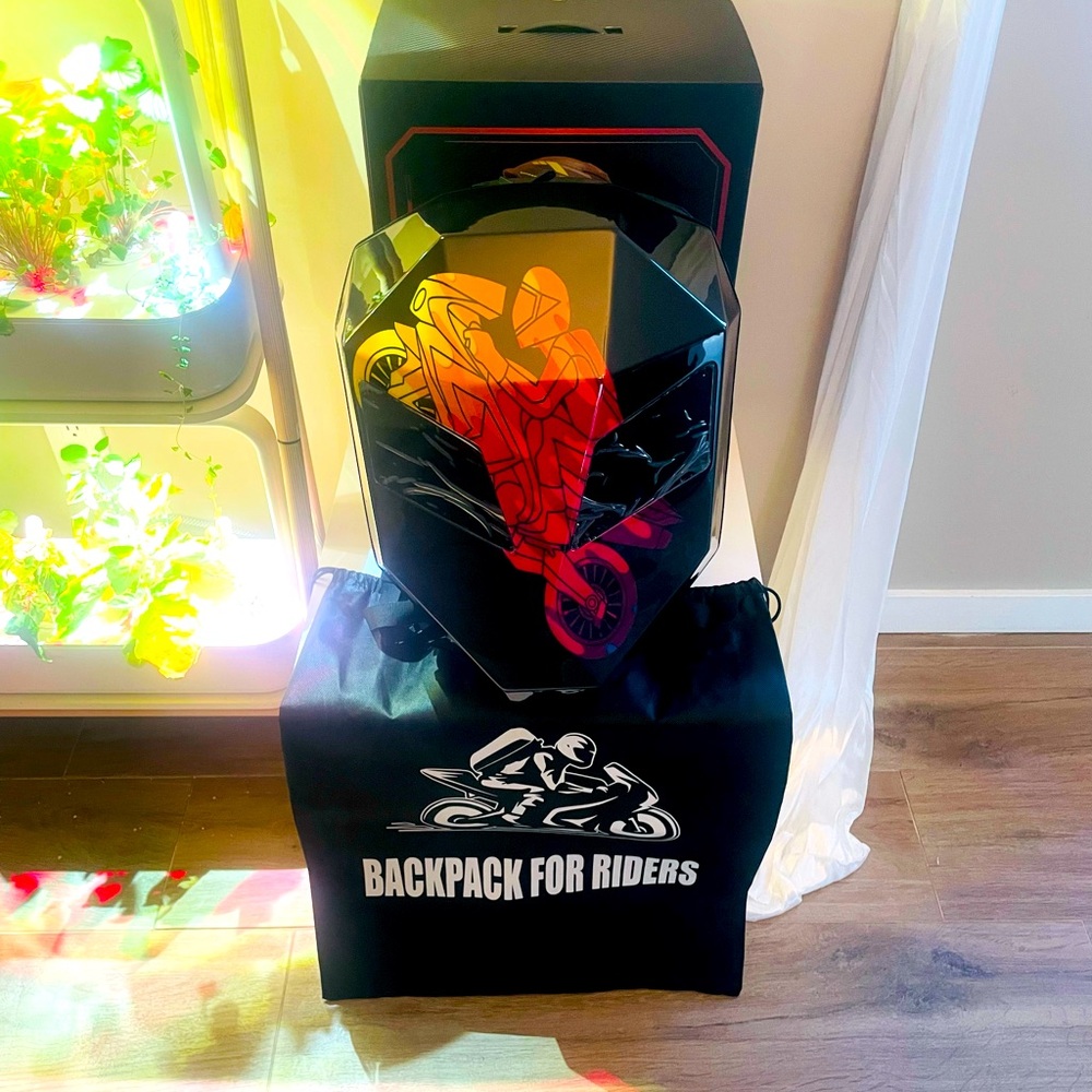 Knight motorcycle backpack with Rainbow Rider picture